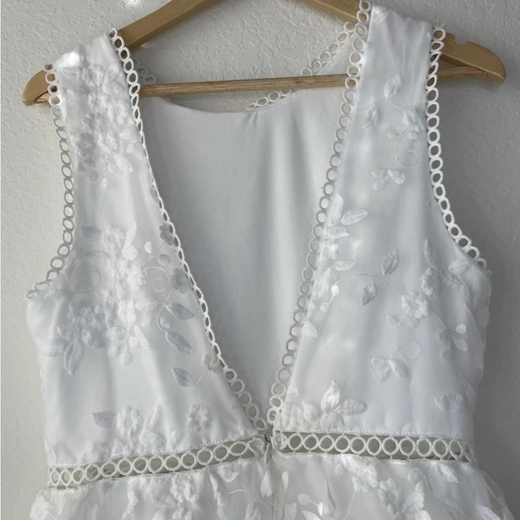 Lulu's Look So Sweet White Floral Embroidered mini Dress Backless Lace Dress - Picture 6 of 12